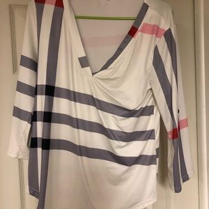 3/4 sleeve plaid shirt